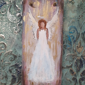 Karácsonyi angyalka fatáblán - karácsony - karácsonyi lakásdekoráció - karácsonyi lakásdíszek - Meska.hu