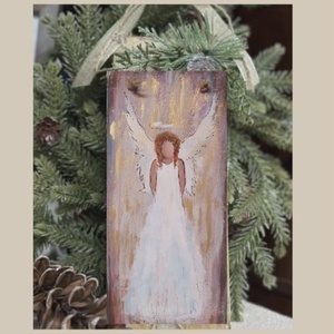 Karácsonyi angyalka fatáblán - karácsony - karácsonyi lakásdekoráció - karácsonyi lakásdíszek - Meska.hu