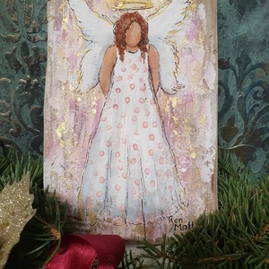 'Angyal pöttyös ruhában' karácsonyi dekor  - Meska.hu