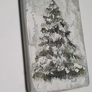 'Havas fenyő' festmény fatáblán - művészet - festmény - akril - Meska.hu