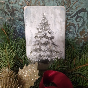 'Havas fenyő' festmény fatáblán - művészet - festmény - akril - Meska.hu