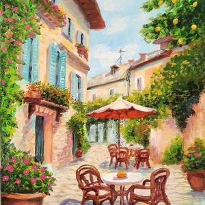 'Mediterrán utcakép', Művészet, Festmény, Akril, Festészet, MESKA