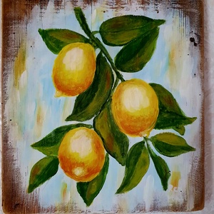 Festett fatábla - művészet - festmény - akril - Meska.hu