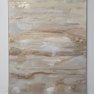 Absztrakt beige-krémfehér akrilfestmény, Művészet, Festmény, Akril, Festészet, MESKA
