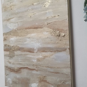 Absztrakt beige-krémfehér akrilfestmény - művészet - festmény - akril - Meska.hu
