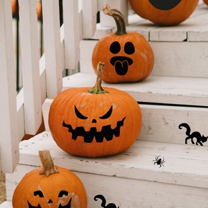 halloween tök matrica, vicces arcok,  Halloween Dekoráció, Tökfaragás Helyett Matricázás, Otthon & Életmód, Papír, írószer, Matrica, matrica csomag, Papírművészet, MESKA