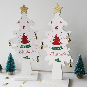 fa álló fehér Merry Christmas karácsonyi fenyőfa asztaldekoráció , kézzel festett, glitteres arany csillag - karácsony - karácsonyi lakásdekoráció - karácsonyi lakásdíszek - karácsonyi lakásdekoráció - Meska.hu