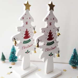 fa álló fehér Merry Christmas karácsonyi fenyőfa asztaldekoráció , kézzel festett, glitteres arany csillag - karácsony - karácsonyi lakásdekoráció - karácsonyi lakásdíszek - karácsonyi lakásdekoráció - Meska.hu