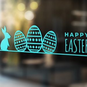 húsvéti ablakmatrica, ablakdísz, húsvéti lakásdekoráció, üvegre matrica, nyuszi, tojások, happy easter - otthon & életmód - dekoráció - ajtó- és ablak dekoráció - ablakmatrica - Meska.hu