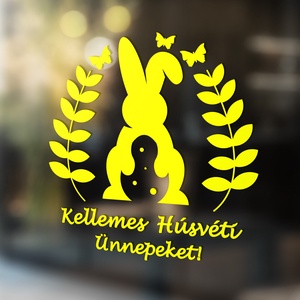 húsvéti ablakmatrica, ablakdísz, húsvéti lakásdekoráció, üvegre matrica, nyuszi, tojások, boldog nyulat, Otthon & Életmód, Dekoráció, Ajtó- és ablak dekoráció, Ablakmatrica, Mindenmás, MESKA