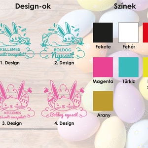 húsvéti ablakmatrica, ablakdísz, húsvéti lakásdekoráció, üvegre matrica, nyuszi, tojások, rajzolt, üvegmatrica - otthon & lakás - dekoráció - fali és függő dekoráció - falmatrica & tapéta - Meska.hu