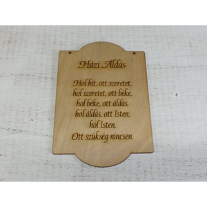 Fa házi áldás táble, lézervágott, gravírozott - otthon & életmód - dekoráció - kép & falikép - fából készült kép - Meska.hu
