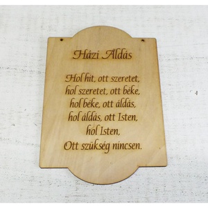 Fa házi áldás táble, lézervágott, gravírozott - otthon & életmód - dekoráció - kép & falikép - fából készült kép - Meska.hu