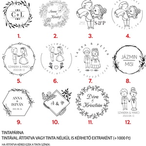 esküvői pecsét, nyomda fa alappal választható motívum, egyedi szöveg, - esküvő - dekoráció - tábla & jelzés - Meska.hu