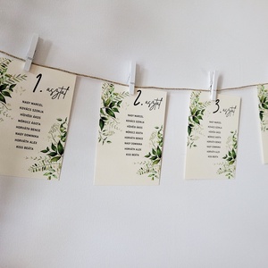 esküvői greenery ültetési rend, 1 oldalas, Esküvő, Meghívó & Kártya, Menü, Papírművészet, MESKA