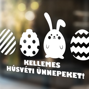 húsvéti ablakmatrica, ablakdísz, húsvéti lakásdekoráció, üvegre matrica, nyuszi, tojások, boldog nyulat, üvegmatrica - otthon & életmód - dekoráció - ajtó- és ablak dekoráció - ablakmatrica - Meska.hu