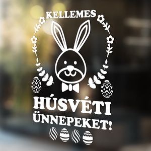 húsvéti ablakmatrica, ablakdísz, húsvéti lakásdekoráció, üvegre matrica, nyuszi, tojások, boldog nyulat, üvegmatrica - otthon & életmód - dekoráció - ajtó- és ablak dekoráció - ablakmatrica - Meska.hu
