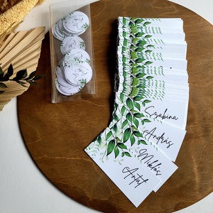 esküvői ültetőkártya, greenery - esküvő - meghívó & kártya - menü - Meska.hu