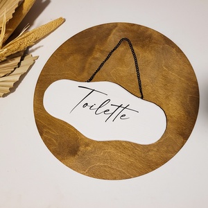 WC ajtó tábla, Fa, Festett, felirattal kérhető, Otthon & Életmód, Dekoráció, Fali és függő dekoráció, Felirat, Famegmunkálás, Festészet, MESKA