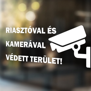 Kamerával megfigyelt terület matrica ablakra, kirakatra, piktogram, Otthon & Életmód, Dekoráció, Ajtó- és ablak dekoráció, Ablakmatrica, Mindenmás, MESKA
