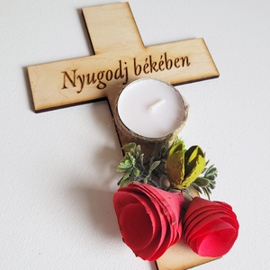 Kegyeleti sírdísz Kereszt mécsessel - otthon & életmód - vallás - temetkezési tárgy - Meska.hu