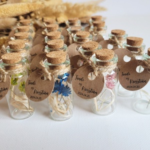 Esküvői köszönőajándék mini üvegekben parafadugóval, szárazvirággal, Esküvő, Emlék & Ajándék, Köszönőajándék, Üvegművészet, MESKA