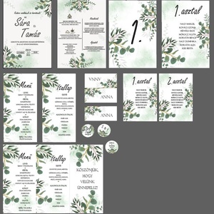 esküvői greenery ültetési rend, 1 oldalas - esküvő - meghívó & kártya - menü - Meska.hu