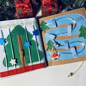 Karácsonyi csendeskönyv 6 oldallal, fejlesztőkönyv, matatókönyv 1 éves kortól, egyedi ajándék gyerekeknek - játék & sport - textilkönyv & babakönyv - Meska.hu