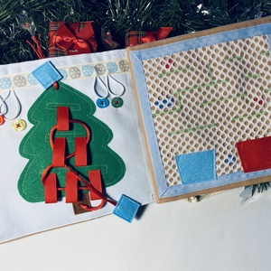 Karácsonyi csendeskönyv 6 oldallal, fejlesztőkönyv, matatókönyv 1 éves kortól, egyedi ajándék gyerekeknek - játék & sport - textilkönyv & babakönyv - Meska.hu