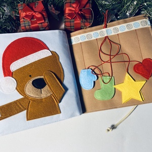 Karácsonyi csendeskönyv 6 oldallal, fejlesztőkönyv, matatókönyv 1 éves kortól, egyedi ajándék gyerekeknek, Játék & Sport, Textilkönyv & Babakönyv, Varrás, MESKA