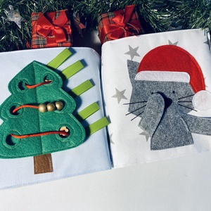 Karácsonyi csendeskönyv 6 oldallal, fejlesztőkönyv, matatókönyv 1 éves kortól, egyedi ajándék gyerekeknek, Baba - mama, Textilkönyv & Babakönyv, Baba játékok, Varrás, MESKA