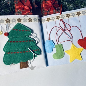 Karácsonyi csendeskönyv 6 oldallal, fejlesztőkönyv, matatókönyv 1 éves kortól, egyedi ajándék gyerekeknek - baba - mama - baba játékok - textilkönyv & babakönyv - Meska.hu
