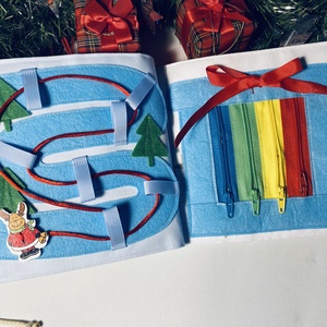 Karácsonyi csendeskönyv 6 oldallal, fejlesztőkönyv, matatókönyv 1 éves kortól, egyedi ajándék gyerekeknek - baba - mama - baba játékok - textilkönyv & babakönyv - Meska.hu