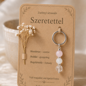 Zsebnyi útravaló � Szeretettel � ásványos kulcstartó ajándékkártyán - Meska.hu