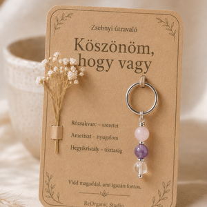Zsebnyi útravaló � Köszönöm, hogy vagy � ásványos kulcstartó ajándékkártyán - Meska.hu