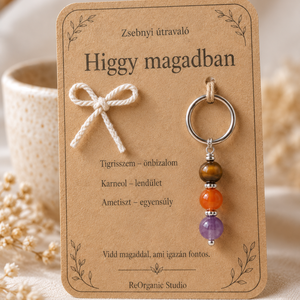 Zsebnyi útravaló � Higgy magadban � ásványos kulcstartó ajándékkártyán - Meska.hu