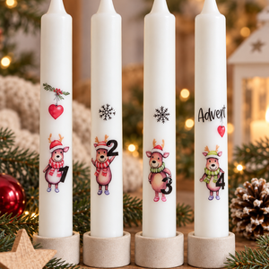 Rénszarvasos Advent � 4 db-os számozott adventi szálgyertya szett, Karácsony, Adventi díszek, Adventi gyertyadíszek és koszorúdíszek, Gyertya-, mécseskészítés, MESKA