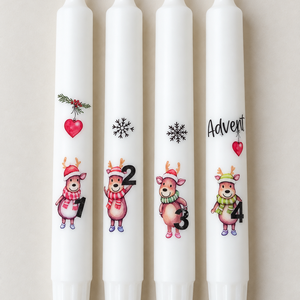 Rénszarvasos Advent � 4 db-os számozott adventi szálgyertya szett - karácsony - adventi díszek - adventi gyertyadíszek és koszorúdíszek - Meska.hu