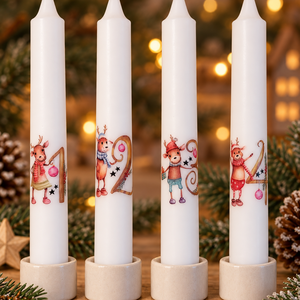 Rénszarvasos Advent � 4 db-os számozott adventi szálgyertya szett - Meska.hu