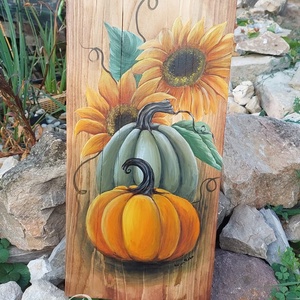 Tök mintájú tábla, Otthon & Életmód, Dekoráció, Fali és függő dekoráció, Falra akasztható dekor, Festészet, Festett tárgyak, MESKA