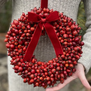 Csipkebogyó koszorú /ajtódísz, Karácsony, Adventi díszek, Adventi gyertyadíszek és koszorúdíszek, Virágkötés, MESKA