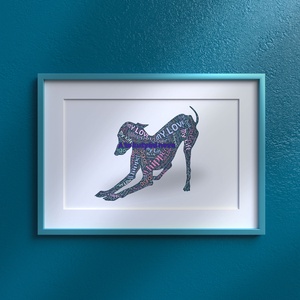 Whippet szófelhő kép  egyedi kutyás dekoráció, digitális letölthető fájl, A4 és A3 méretben, Művészet, Grafika & Illusztráció, Digitális, Fotó, grafika, rajz, illusztráció, MESKA
