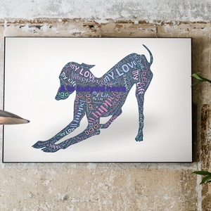 Whippet szófelhő kép  egyedi kutyás dekoráció, digitális letölthető fájl, A4 és A3 méretben - művészet - grafika & illusztráció - digitális - Meska.hu