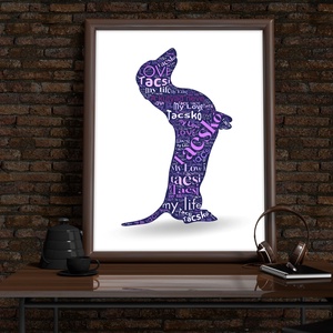 Tacskó szófelhő kép  egyedi kutyás dekoráció, digitális letölthető fájl, A4 és A3 méretben - művészet - grafika & illusztráció - digitális - Meska.hu