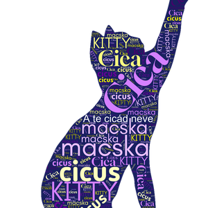 Cica szófelhő kép  egyedi kutyás dekoráció, digitális letölthető fájl, A4 és A3 méretben - művészet - grafika & illusztráció - digitális - Meska.hu