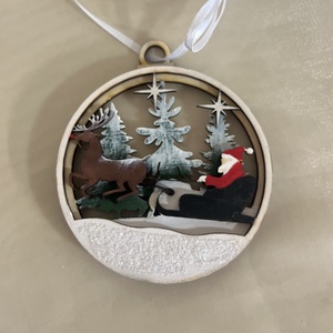 Több rétegű kézzel festett karácsonyfadísz fából  - karácsony - adventi díszek - adventi naptár - Meska.hu