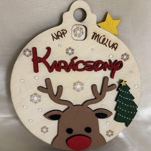 Rudolf karácsonyi visszaszámoló dekoráció, Karácsony, Adventi díszek, Adventi naptár, Famegmunkálás, Festett tárgyak, MESKA