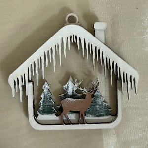 Több rétegű kézzel festett házikós karácsonyfadísz fából  - karácsony - karácsonyi lakásdekoráció - karácsonyfadíszek - Meska.hu