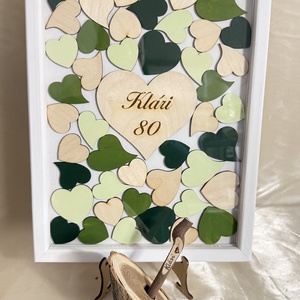 Születésnapi szívbedobós alternatív vendégkönyv fából, egyedi kivitelben - otthon & életmód - dekoráció - ajtó- és ablak dekoráció - ablakdísz - Meska.hu