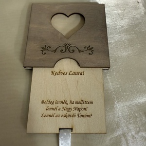 Tanú felkérő ajándék fából - esküvő - meghívó & kártya - tanú felkérő - Meska.hu